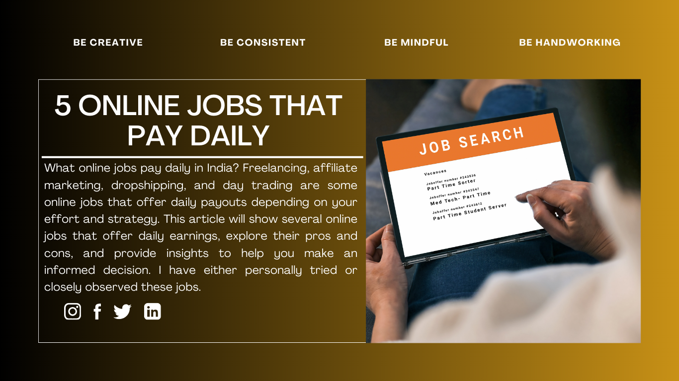 5 ONLINE JOBS THAT PAY DAILY